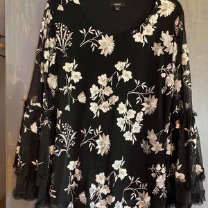 Alfani Embroidered Ruffle Sleeve Top MSRP $89.50